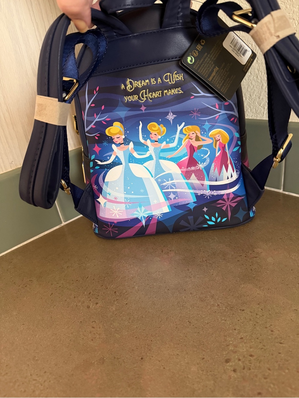 Loungefly Cinderella Castle & Carriage Themed Mini Backpack in Blue and Purple - Picture 3 of 4